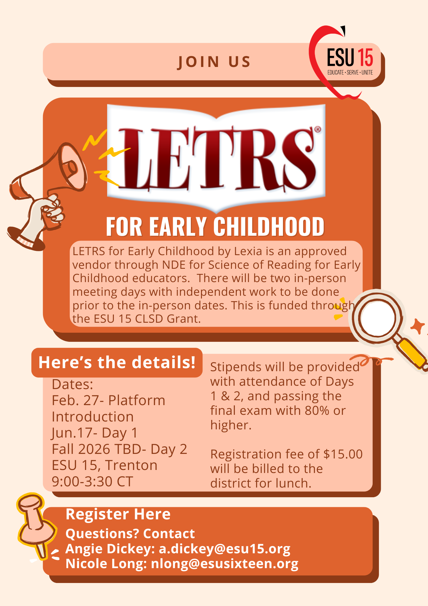 upcoming early childhood LETRS training registration